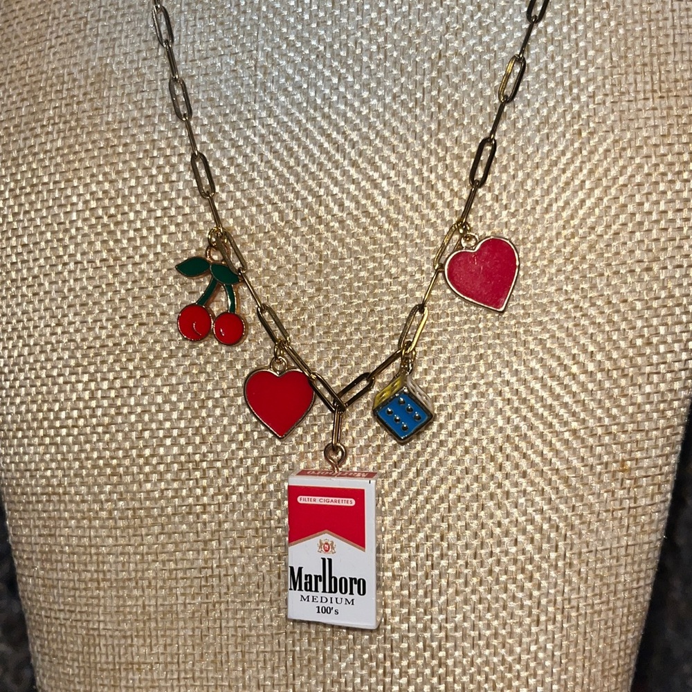 Marlboro Gold Necklace with Red Charms